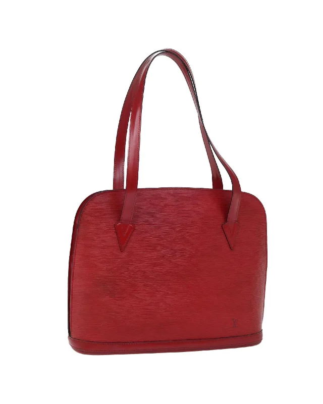 Tote bags with transparent PVC material for a modern and edgy style-Red Epi Leather Shoulder Bag with Shoulder Drop by Louis Vuitton