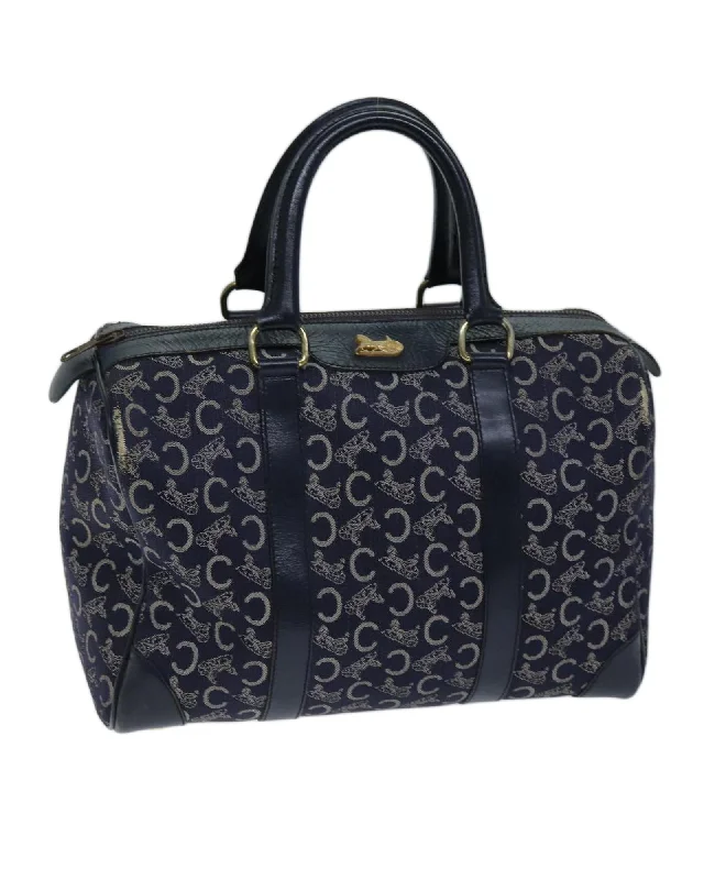 Best tote bags with top zippers for secure and easy access to contents-Macadam Canvas Navy Hand Bag by Celine