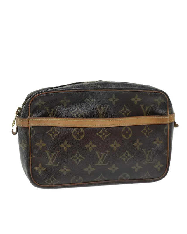 Best tote bags with water-resistant fabric for durability and easy maintenance-Monogram Canvas Clutch Bag with Accessories - Authentic LV