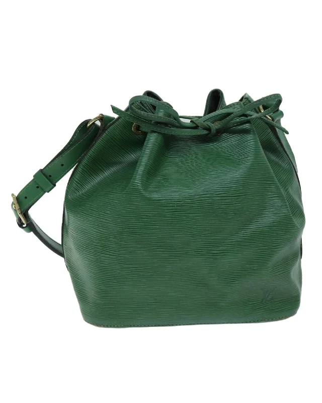 Trendy tote bags with bold prints for a fashion-forward statement piece-Green Epi Leather Petite Shoulder Bag with Adjustable Strap - Authentic LV - France - RANK C