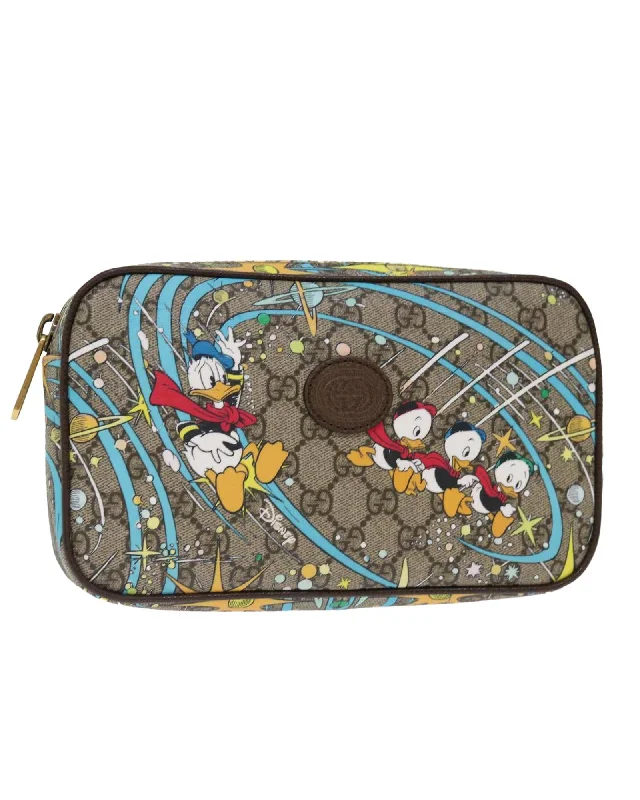 Best tote bags with contrasting color-blocked designs for a bold look-Disney Donald Duck GG Canvas Body Bag by Italian Designer - Beige