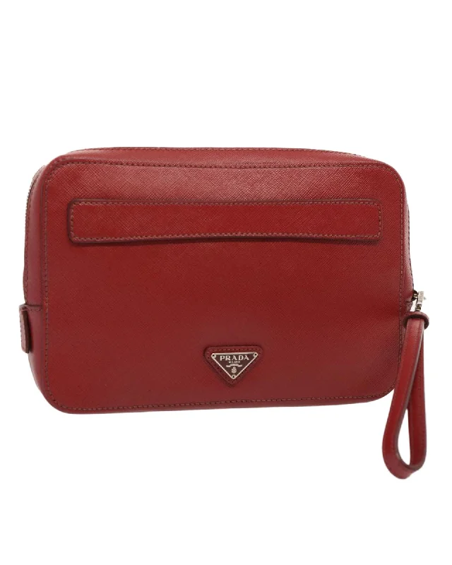 Best tote bags with eco-friendly materials for a sustainable, fashionable option-Saffiano Leather Clutch Bag in Red Made in Italy