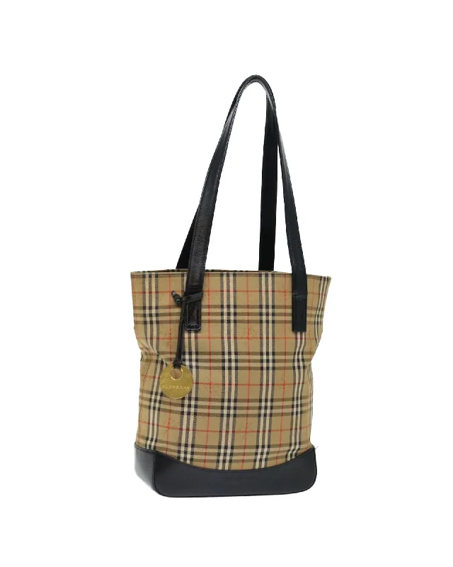 Best tote bags with spacious inner pockets for better organization and storage-Checkered Canvas Shoulder Bag with Adjustable Strap