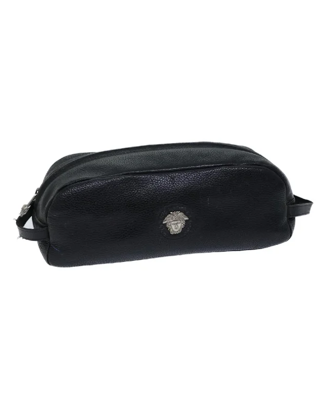 Best tote bags with floral applique designs for a delicate, feminine touch-Black Leather Clutch Bag by Italian Designer