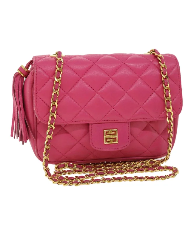 Best tote bags with minimalistic designs for a clean and modern style-Givenchy Matelasse Chain Shoulder Bag Pink Leather