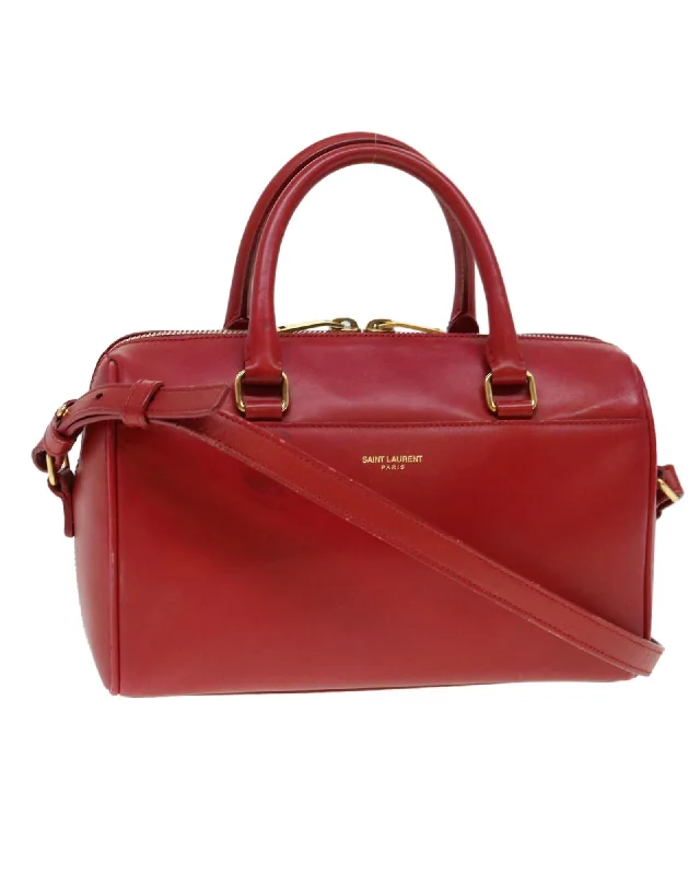 Best tote bags with nylon fabric for durability and easy maintenance-Authentic Red Leather Saint Laurent Shoulder Bag