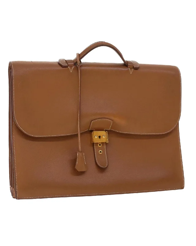 Best tote bags for the beach with waterproof materials for durability-Brown Leather Business Bag with Key Accessory