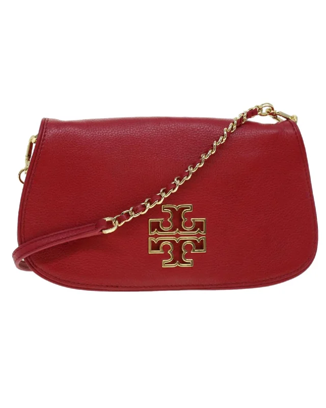 Tote bags with geometric patterns for a contemporary and artistic design-Red Leather Chain Shoulder Bag