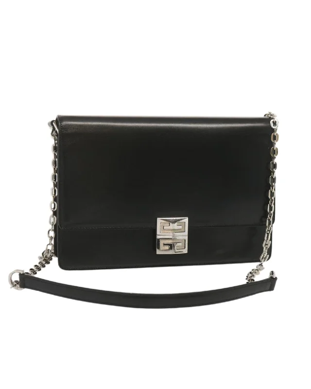 Best tote bags with a top handle and shoulder strap for versatile wear-Black Leather Chain Shoulder Bag by Givenchy