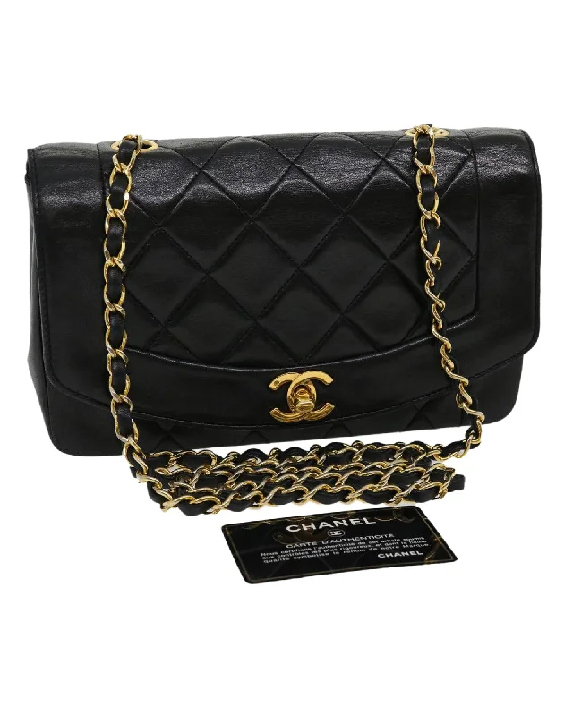 Tote bags with geometric accents for a contemporary and fashionable look-Chanel Matelasse Diana Turn Lock Chain Shoulder Bag