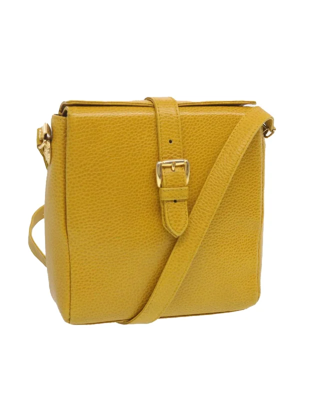 Best tote bags with large open tops for easy access to items-Yellow Leather Shoulder Bag with Adjustable Strap - Made in Italy