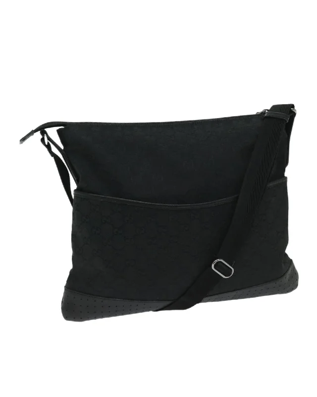 Tote bags with eco-friendly jute fabric for a sustainable and chic style-GG Canvas Shoulder Bag in Black