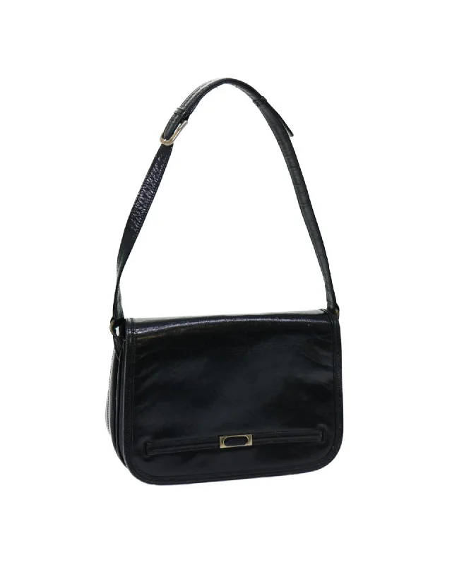 Best tote bags with spacious inner pockets for better organization and storage-Leather Black Shoulder Bag with 30cm Drop