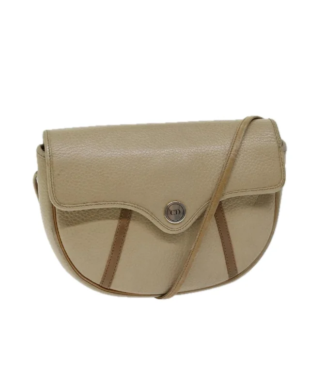 Best tote bags with soft handles for comfortable all-day wear-Beige Leather Shoulder Bag by Christian Dior - C Rank