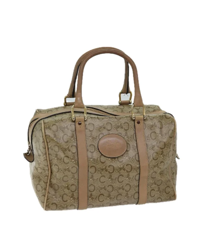 Tote bags with braided straps for a stylish and unique texture-Beige Macadam Canvas Boston Bag with Accessories Made in Italy