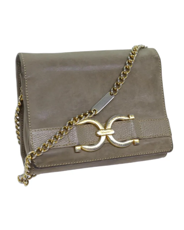 Best tote bags with intricate stitching for a high-quality, detailed finish-Leather Chain Shoulder Bag - Beige