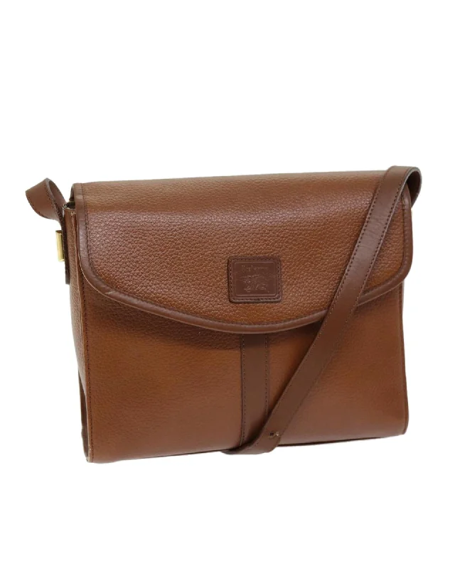 Tote bags with roomy interiors for books, laptops, and daily essentials-Leather Brown Shoulder Bag with Adjustable Strap