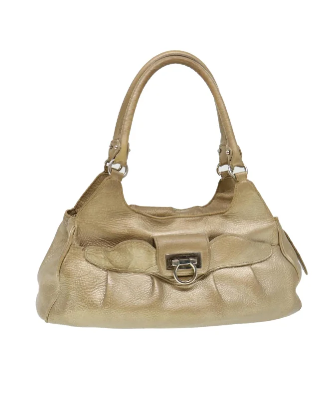 Tote bags with a vintage design for a nostalgic and timeless appeal-Gold Leather Salvatore Ferragamo Shoulder Bag