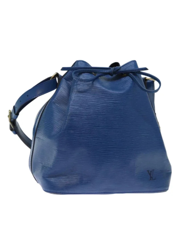 Best tote bags with spacious pockets for easy access to your essentials-Blue Epi Leather Shoulder Bag with Adjustable Strap