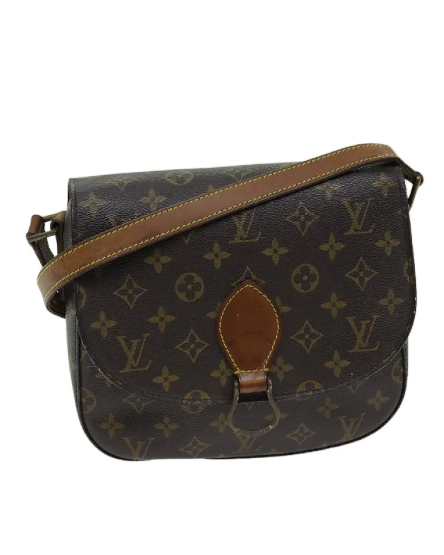 Tote bags with roomy interiors for books, laptops, and daily essentials-Monogram Canvas Shoulder Bag with Adjustable Strap and Flap Closure