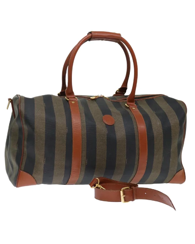 Best tote bags with sleek, smooth leather for a refined and polished look-Coated Canvas Boston Bag with Padlock and Key