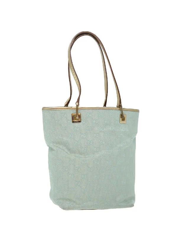 Tote bags with a drawstring closure for a casual, relaxed design-GG Canvas Tote Bag with Dust Bag - Light Blue