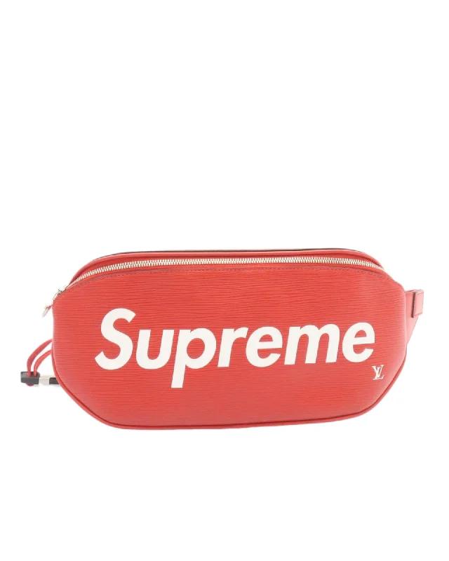 Best tote bags with intricate stitching for a high-quality, detailed finish-Red Louis Vuitton x Supreme Epi Bum Bag Body Bag