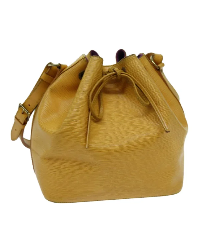 Tote bags with perforated leather for a breathable and stylish finish-Yellow Epi Leather Shoulder Bag with Tassels and Adjustable Strap