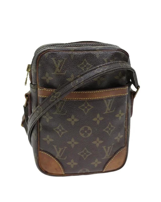 Tote bags with travel-inspired designs for a wanderlust vibe-Monogram Canvas Shoulder Bag with Adjustable Strap