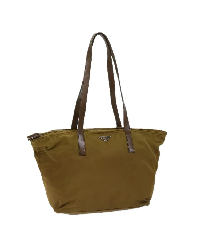 Best tote bags with minimalistic designs for a clean and modern style-Brown Nylon Tote Bag with Accessories - Made in Italy