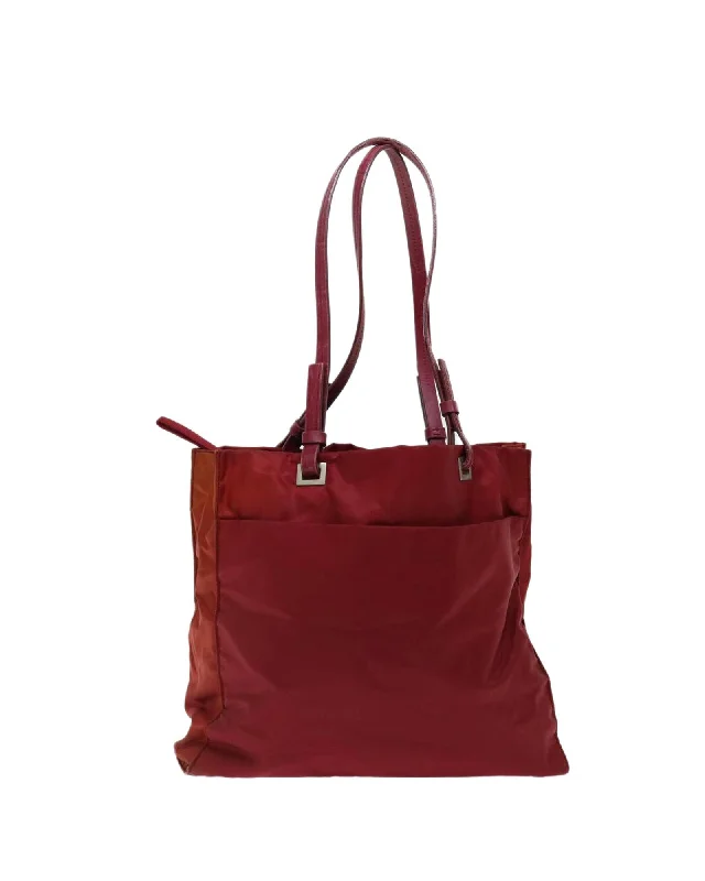 Best tote bags with contrasting leather straps for a modern and sophisticated look-Red Nylon Shoulder Bag for Women - Italian Made - C Rank