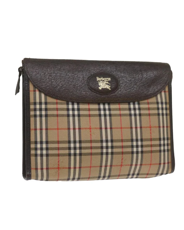 Tote bags with natural woven fibers for an eco-friendly and rustic finish-Canvas Nova Check Clutch Bag in Black and Beige