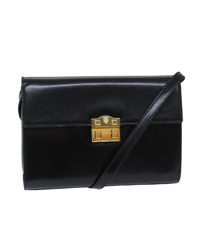 Tote bags with tassel embellishments for a trendy and bohemian vibe-Black Leather Shoulder Bag with Ready Lock Closure