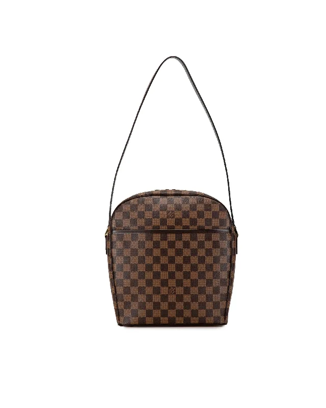 Best tote bags with chunky metallic hardware for an edgy and fashionable feel-Damier Ebene Ipanema GM Shoulder Bag