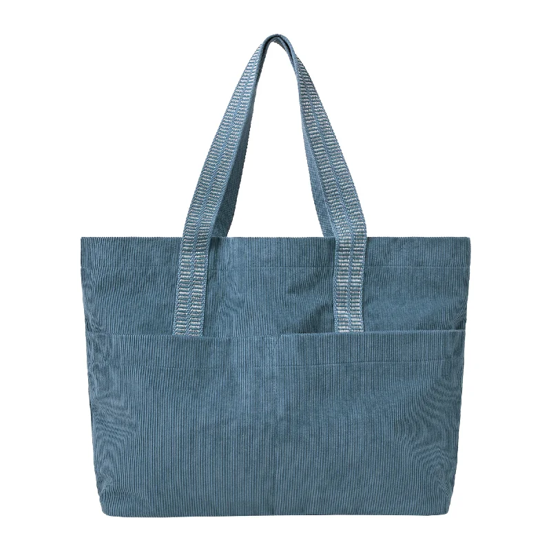 Handle bags with drawstring accents for style -Accessorize London Women's Blue Large Cord Shopper Bag