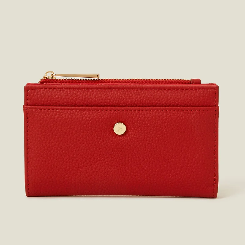 Handle bags with bold checks for trend -Accessorize London Women's Faux Leather Red Medium Slimline Wallet