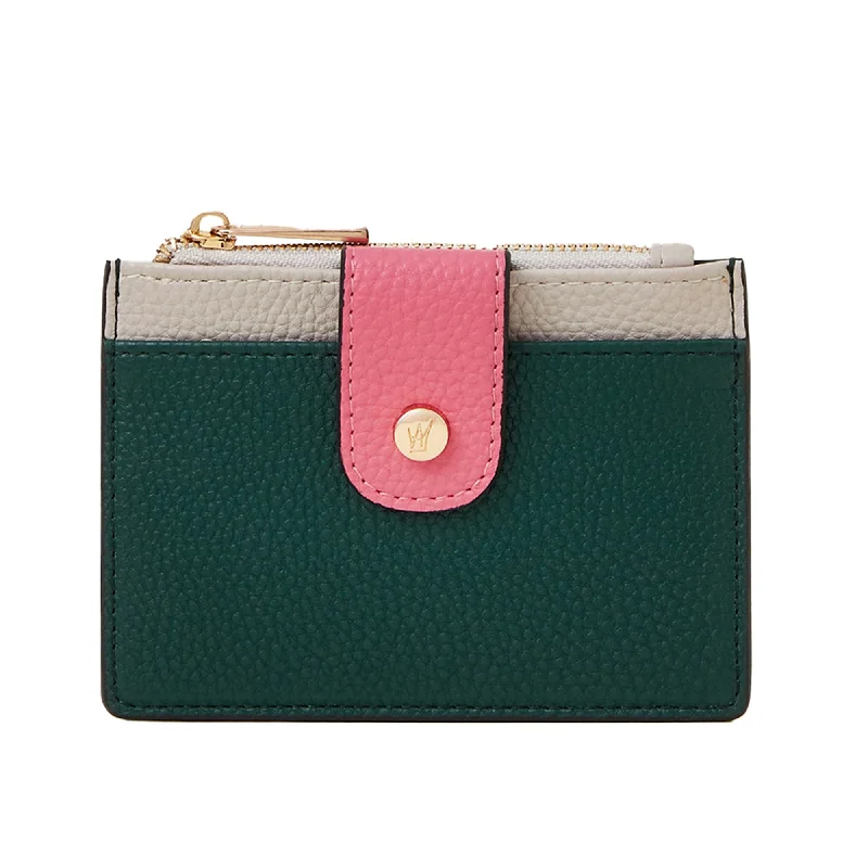 Handle bags with perforated details for style -Accessorize London Women's Green Colourblock Card Holder