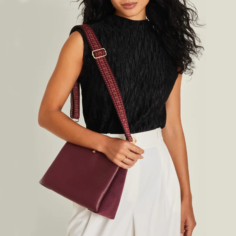 Handle bags with sleek zippers for closure -Accessorize London Women's Maroon Webbing Strap Sling Bag