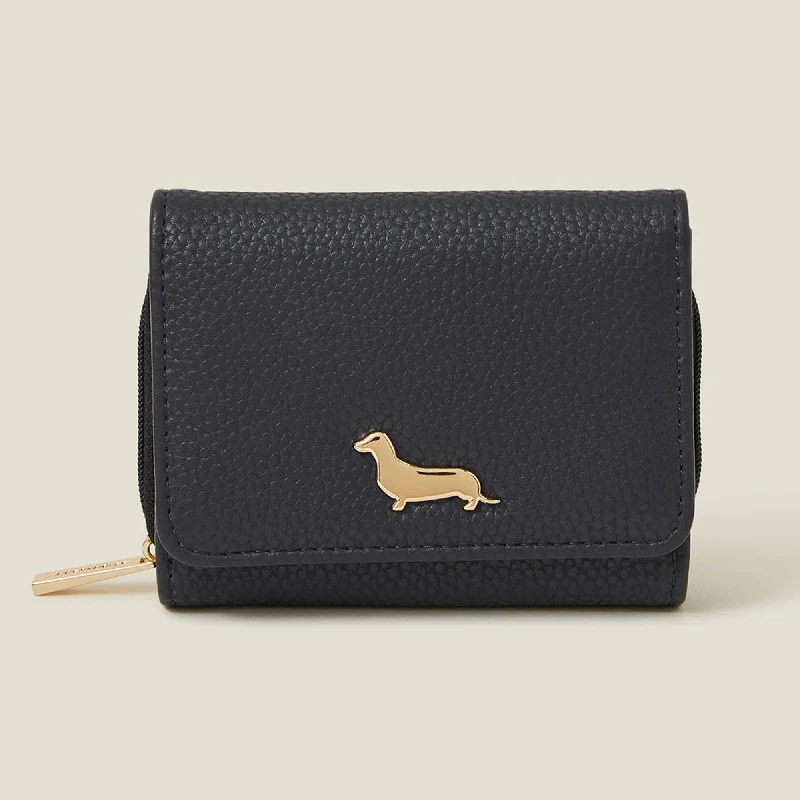 Handle bags with waterproof lining for protection -Accessorize London Women's Navy Blue Sausage Dog Purse