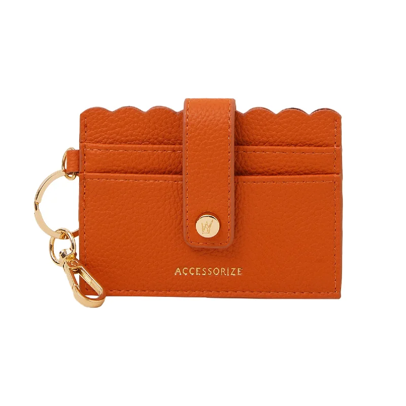 Handle bags with soft leather for luxury -Accessorize London Women's Orange Keychain Card Holder