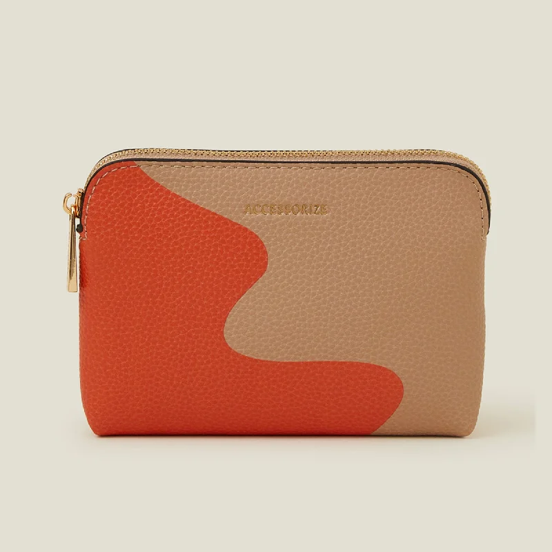 Handle bags with suede accents for texture -Accessorize London Women's Orange Two Tone Coin Purse