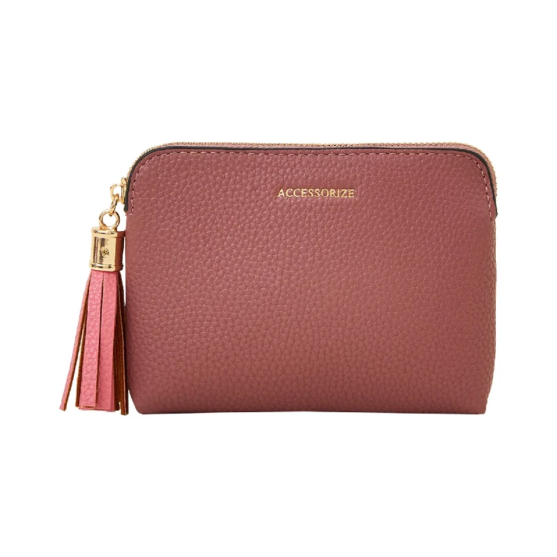 Handle bags with neutral tones for versatility -Accessorize London Women's Pink Contrast Tassle Coin Purse