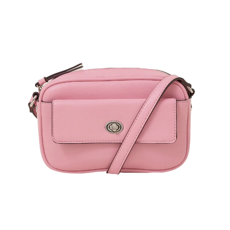 Vegan leather handle bags for eco-friendly chic -Accessorize London Women's Pink Small Twist-lock Sling Bag