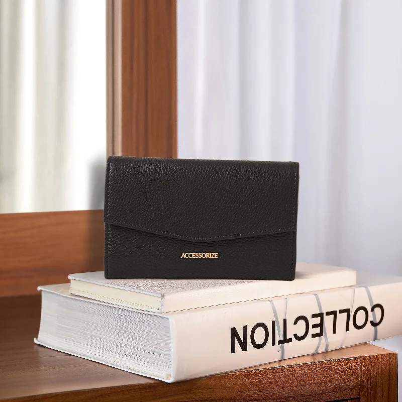 Handle bags with sleek leather for work -Classic Black Wallet