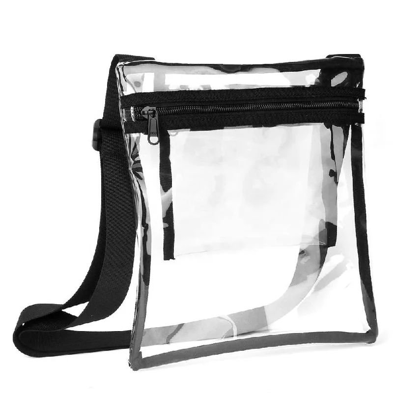 Handle bags with elegant gold-tone hardware -Clear Cross Body Purse Clear PVC Tote Bag With Inner Pocket And Adjustable Strap For NFL Stadium