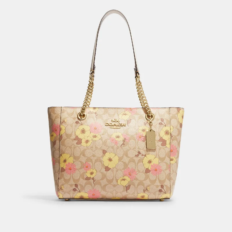 Waterproof handle bags ideal for rainy weather -Coach Outlet Cammie Chain Tote In Signature Canvas With Floral Cluster Print