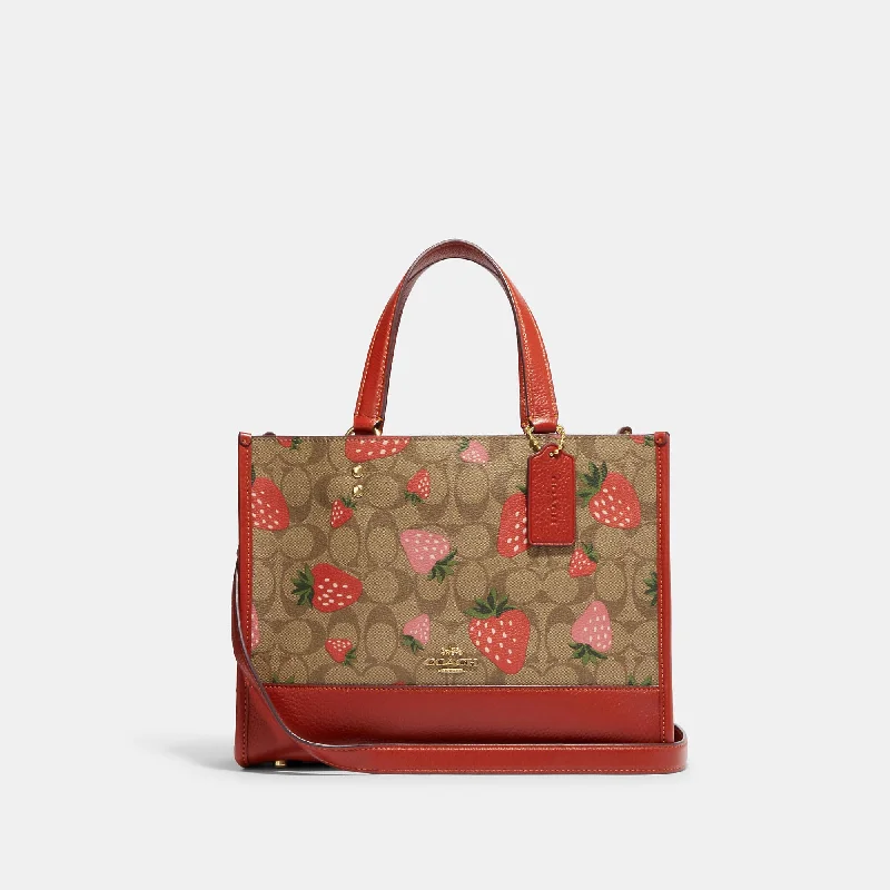 Handle bags with padded interiors for laptops -Coach Outlet Dempsey Carryall In Signature Canvas With Wild Strawberry Print