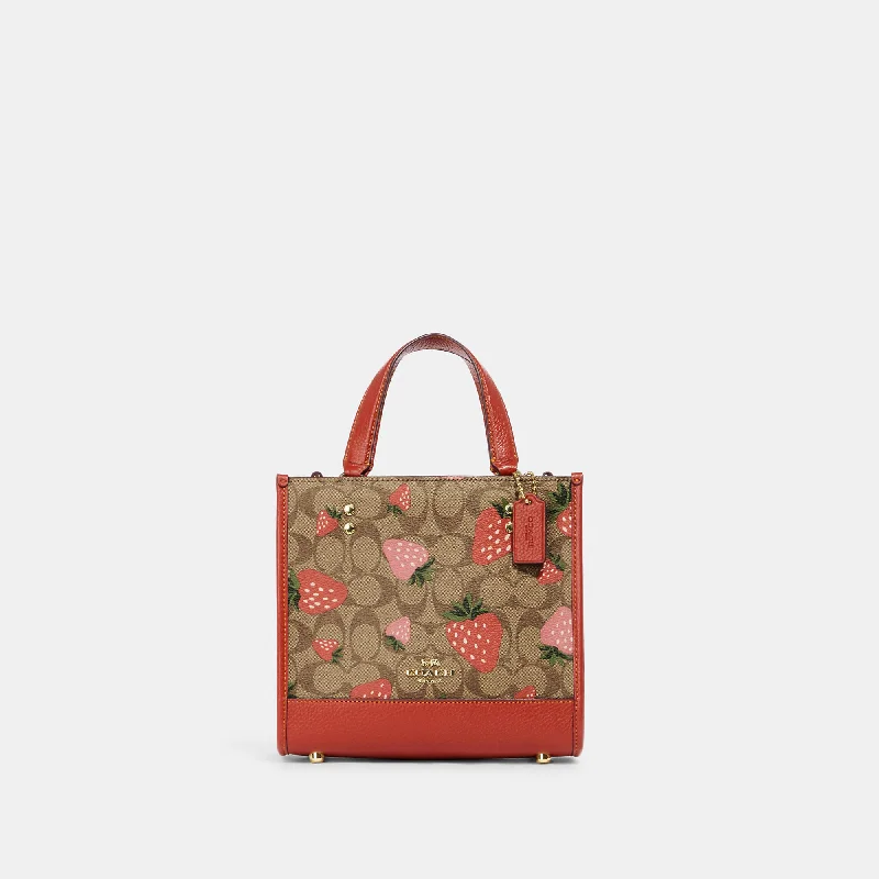 Handle bags with sleek leather for work -Coach Outlet Dempsey Tote 22 In Signature Canvas With Wild Strawberry Print