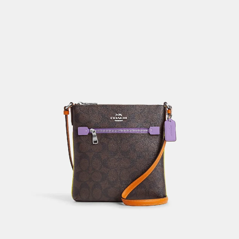 Handle bags with quilted leather for luxury -Coach Outlet Mini Rowan File Bag In Colorblock Signature Canvas