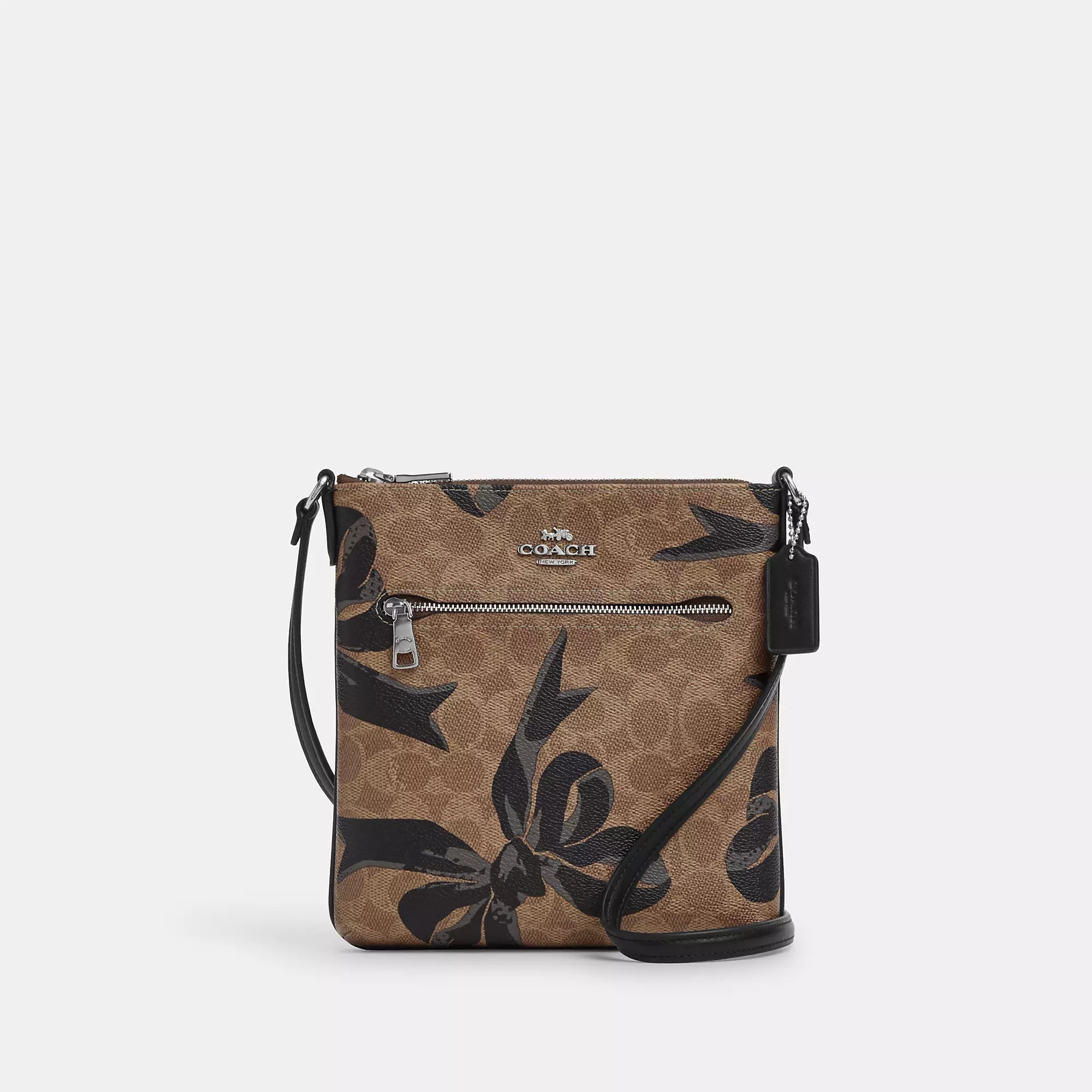 Handle bags with side pockets for organization -Coach Outlet Mini Rowan File Bag In Signature Canvas With Bow Print